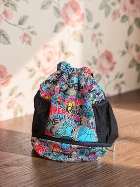 Overtime Elite Cinch Sports Drawstring Bag Shoe Compartment Multicolor Gym Bag